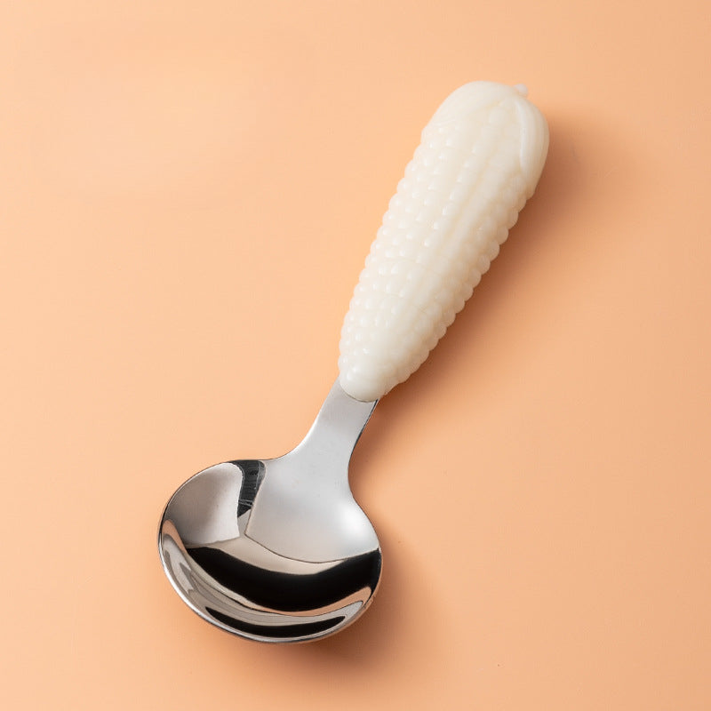 Wholesale Stainless Steel Silicone Baby Eating Spoon